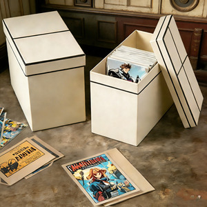Boîte de rangement en carton ondulé pour magazines et bandes dessinées courtes, format maison - Product Image 1