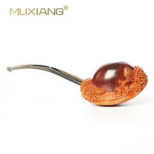 MUXIANG Hand Carved Briar Wood Tobacco Pipe Bent Type With 3mm Filter Vintage Style For Men - Product Image 4