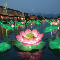 Ramadan Blumen-Themen-Laterne aus Wasserdichtem Stoff für Lotusfest, Thanksgiving, Weihnachten & Neujahr
