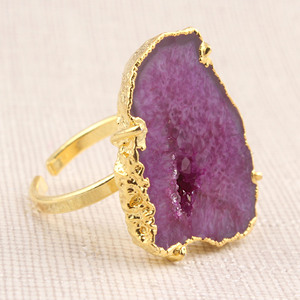 Bague ajustable en or galvanisé, anneau personnalisé vente en gros, agode naturel, druse, petit bracelet, bijoux fins - Product Image 6