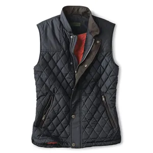 OEM ODM制造商冬季男士实用黑色无袖拉链夹心棉背心夹克
