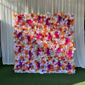 Decoración de pared de flores artificiales 8x8ft de alta calidad, panel de pared de flores, 5d telón de fondo, para decoración de boda - Product Image 6