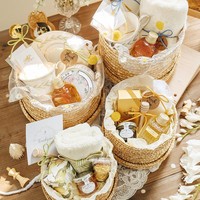 Panier de rangement en paille fait main, portable, tressé en paille de blé, boîte cadeau traditionnelle pour festival, emballage de gâteaux de lune et de Zongzi, panier cadeau