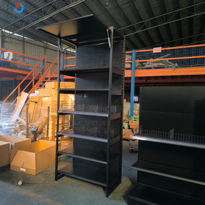 Black Supermarket Shelf <strong>Metal</strong> <strong>Pegboard</strong> Wall Mount Storage Steel Shelf for Shop - Product Image 3