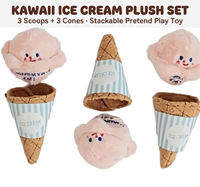 Jouet en peluche Kawayyi 2 en coton pour animaux de compagnie avec simulation de nourriture cachée et design crème glacée pour chats et chiens - Jouet d'alimentation lente