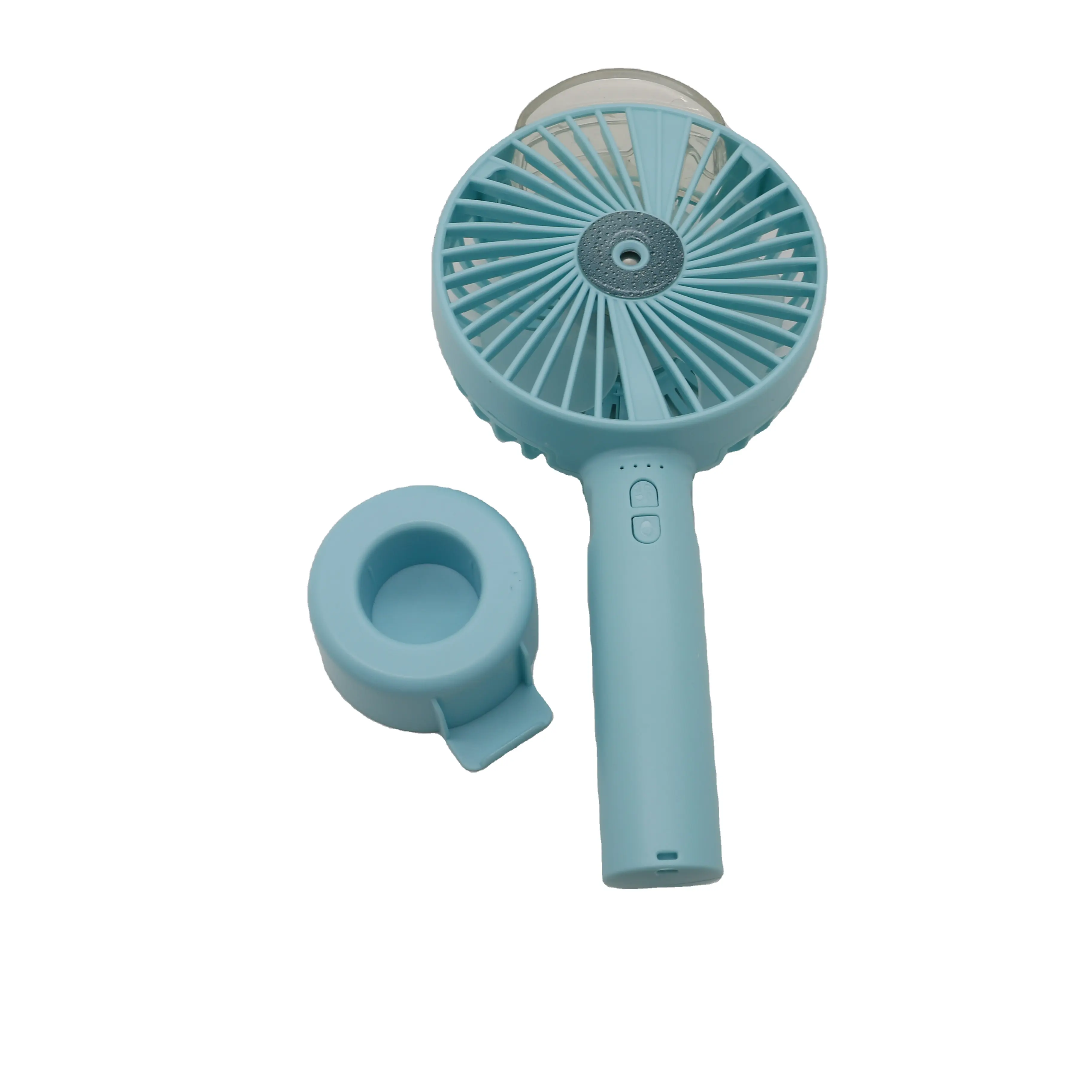 Nemlendirme ve su yenileyici spreyli fan USB mini taşınabilir masaüstü el fanı mavi