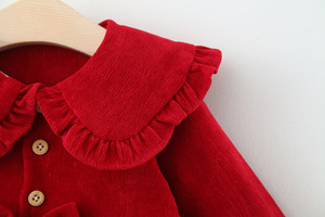 Nuevo Diseño Vestido Casual de Pana para Niñas de 1 Año, con Lazo, Largo hasta la Rodilla, Manga Larga, Antiarrugas, Económico - Product Image 4