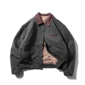Giacche bomber da uomo oversize alla moda oversize outwear giacca bomber sherpa in tela lavata