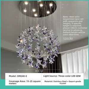 <span class=keywords><strong>Lustre</strong></span> LED Moderne de Luxe à Fleurs Violettes <span class=keywords><strong>en</strong></span> Cristal, Taille Moyenne, avec Commande Vocale, Garantie 2 Ans, Idéal Salon, Installation Facile - Product Image 4
