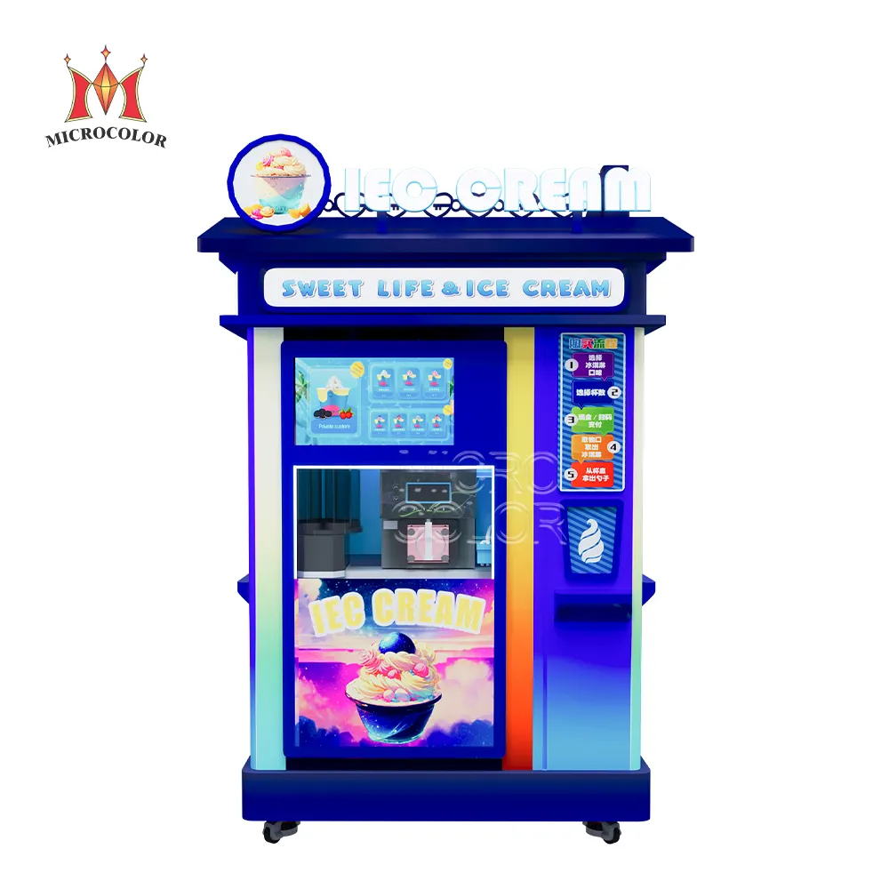 OEM 인텔리전스 로봇 공급 업체 셀프 서비스 동전 작동식 소프트 아이스크림 기계 터치 스크린이있는 완전 자동 판매기