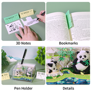 2025 nóng bán New Panda Memo Pads với lịch Bookmark tờ giấy giải nén đồ chơi tùy chỉnh dính Lưu ý pad - Product Image 6