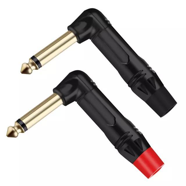 Right Angle Jack 6.35MM Mono/Stereo 6.3MM Male Connector Brass Gold Plated 1/4 Inch Plug Microphone Connector