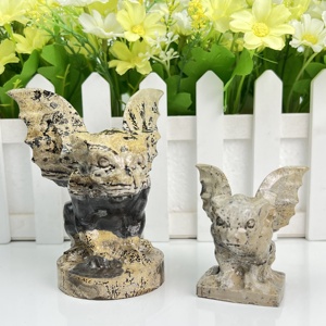 <span class=keywords><strong>Pierre</strong></span> de cristal de guérison naturelle, gargoyle sculpté, gothique, grotesque, cadeau, jaspe pictural, Feng Shui, décoration intérieure, cadeau - Product Image 5