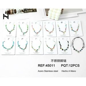 Set di Cavigliere in Acciaio Inossidabile con Perline, 12 Pezzi, Stile Bohemien Fatto a Mano, Gioielli da Donna, Regalo, Motivo Stella Turchese, Cavigliere alla Moda - Product Image 1