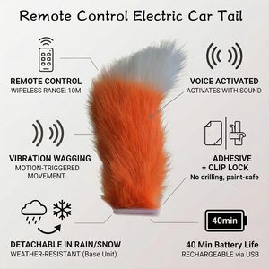 UMOO AFWB2644 Décoration de voiture électrique télécommandée avec queue de renard en fourrure mignonne, commande vocale à distance, rechargeable, unisexe - Product Image 6