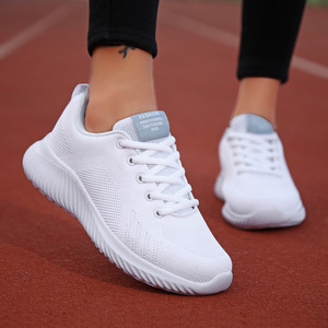 Zapatillas Deportivas Casuales para Mujer, Suela Blanda, Malla Transpirable, Color Blanco, Estilo Coreano, Versátiles, Ligeras y Cómodas para Correr - Product Image 2