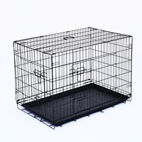 Cage pliable portable en métal pour animaux de compagnie, très vendue, avec fermeture à bouton-pression et plateau inférieur, convient aux chiens de toutes tailles