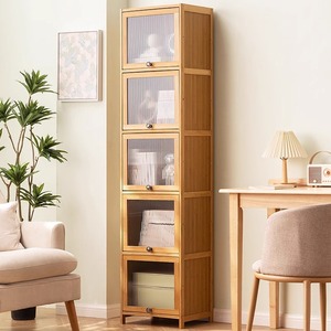 Estantería de Bambú de Estilo Moderno y Simple, Librería, Mueble de Almacenamiento, Armario con Puerta, Mueble de Exhibición Integrado - Product Image 1