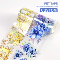 Ruban adhésif PET holographique 3D personnalisé OEM, ruban adhésif PET transparent, rouleaux d'autocollants pour fournitures de journalisation, autocollants pour scrapbooking