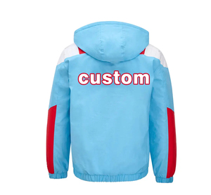 Vestes de basket-ball matelassées style universitaire patchwork rétro années 80 90, coupe-vent anorak en nylon color block personnalisé pour la course - Product Image 4