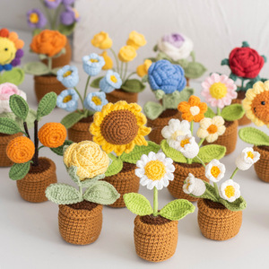 Maceta de Flores Tejida a Crochet, Hecha a Mano, para Plantas Suculentas y Cactus, Decoración para Escritorio, Hogar y Oficina - Product Image 1