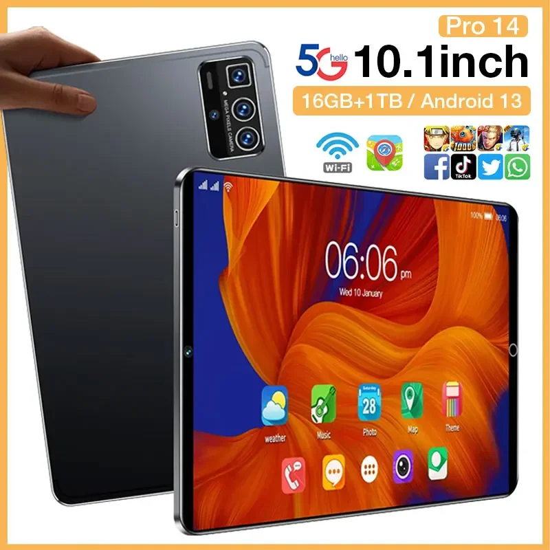 Pro14 Android Tablet - 5G, Dual SIM, 16GB RAM, 1TB Storage