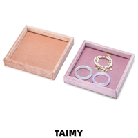 Plateau de rangement pour bijoux en velours carré multicolore en gros, plateau de présentation de bijoux, plateau à bijoux haut de gamme, logo personnalisé, vente en gros