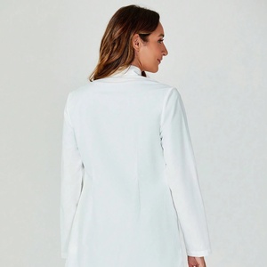 Blouse de laboratoire blanche à col montant et manches longues de haute qualité pour femmes, uniforme pour médecins, cliniques dentaires, salons de beauté, logo personnalisé - Product Image 4