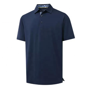 Polo pour homme, chemise décontractée à manches courtes pour homme, en coton pur, matière en soie glacée, respirante, séchage rapide - Product Image 1