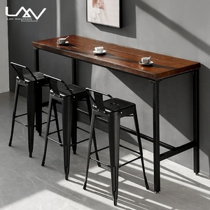 Modern tasarım endüstriyel Cafe Restaurant Bar tabure restoran yüksek ahşap Bar yüksekliği sandalyeler ve masalar - Product Image 4