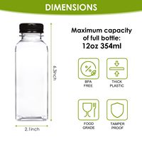 Bouteilles en plastique pour jus, livraison gratuite, 200 pièces, 12 oz, bouteilles en plastique réutilisables vides, contenants jetables pour boissons, en vrac pour jus de fruits
