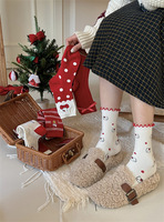 Chaussettes pour chaton, grandes chaussettes de Noël rouges, chaussettes en coton avec nœud pour le Nouvel An, chaussettes rouges avec nœud