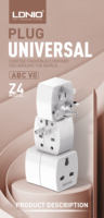LDNIO Z4 produits de vente chaude 2022 adaptateur de prise de voyage adaptateur de prise de voyage universel d'alimentation internationale adaptateur de prise de voyage