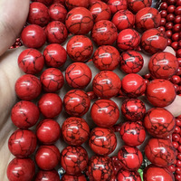 Perles de pierre turquoise bleue lisse naturelle Gemstone Howlite perles accessoire pour la fabrication de bijoux couleur bleue 15"