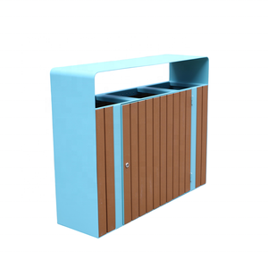 Poubelle de tri des déchets 3-en-1 en bois pour extérieur, pour rues, parcs, municipalités, poubelle publique de recyclage, bac à déchets, poubelle à ordures - Product Image 5