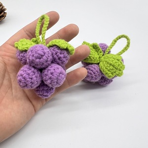 Handmade Knitted Knitting <b>Amigurumi</b> <b>Yarn</b> Crocheted Crochet Toys Woven Weaving Knit Fruit Charm Grape Keychain Plush Bag Charm - Product Image 5