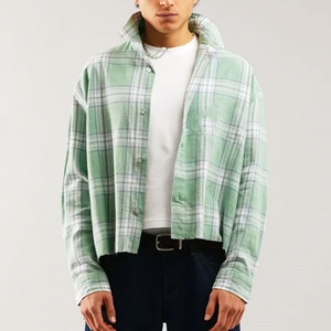 Chemise en flanelle à carreaux en coton sur mesure, coupe décontractée, à manches longues pour hommes, chemises boutonnées à manches longues, fabricant - Product Image 3