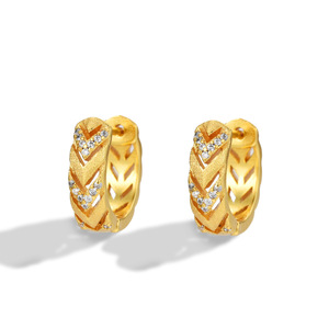 Huggie Earrings Geometric Wheat Pattern Zinc Alloy Micro Insert Party Jewelry Unisex Trendy Earrings - Product Image 3