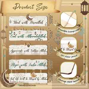 Factory New Arrival Arabic Islamic Wooden Wall Decor Hanging Sign Middle East Style Ramadan Eid Gift for Home <b>Door</b> Decoration - Product Image 4