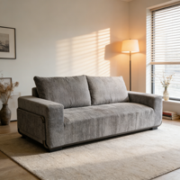 Canapé modulaire convertible en tissu durable, compressé et scellé sous vide, avec cadre en métal noir, dossier ergonomique, 3 places, pour la famille, le bureau ou le parc
