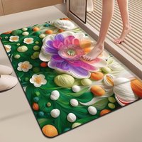 Tapis de sol en diatomite personnalisé en caoutchouc 3D à fleurs, séchage rapide, antidérapant, absorbant, tapis de salle de bain, tapis de douche