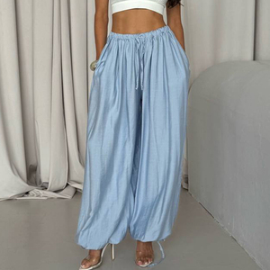 <span class=keywords><strong>Pantaloni</strong></span> Palazzo Autunno 2025 da <span class=keywords><strong>Donna</strong></span>, Larghi e Casual, <span class=keywords><strong>Pantaloni</strong></span> Harem in Rayon - Product Image 1