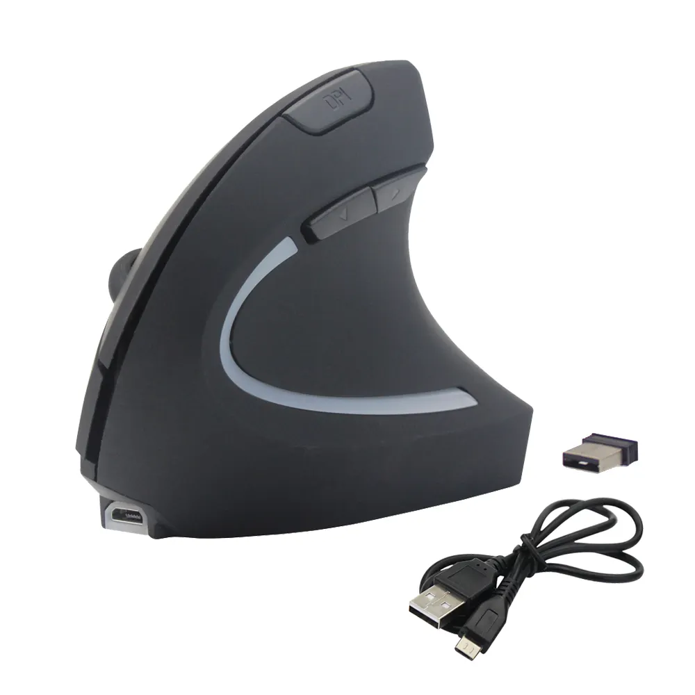 Venda quente 2.4GHz Mini Mouse Vertical Ergonômico Recarregável Óptico Sem Fio com DPI Ajustável