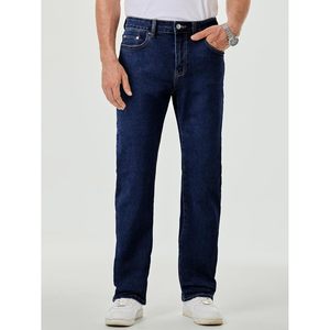 FOXA Jeans à jambe droite pour homme, coupe régulière, en denim extensible, en coton mi-lourd, pour usage décontracté - Product Image 3