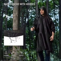 Poncho de pluie réutilisable carré simple imperméable bleu marine en plastique épais personnalisé avec logo de marque D5793 et sac de rangement
