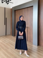 Robe Abaya en jean pour femmes musulmanes Mexizo, sur mesure, manches longues, boutons sur le devant, longue robe avec ceinture, modeste et luxueuse