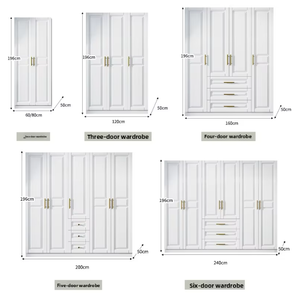 אלגנטי לבן משולב פינה ארון בגדים וילון זהב המבטא קיבולת גדולה מותאם אישית ריהוט חדר שינה - Product Image 6
