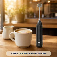 Mixeur Plongeant Électrique Sans Fil Rechargeable USB-C 3 Vitesses avec Fouet en Acier Inoxydable pour Café Latte et Usage Domestique