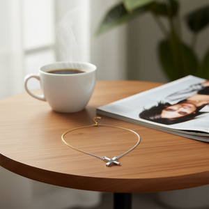 Collar de acero inoxidable de 1 cm con colgante de letra X de un solo lado, joyería de moda para mujer - Product Image 2