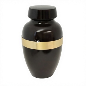 Bolsa de terciopelo gratis de urnas humanas de ceniza para adultos conmemorativas funerarias de cremación de latón negro - Product Image 1